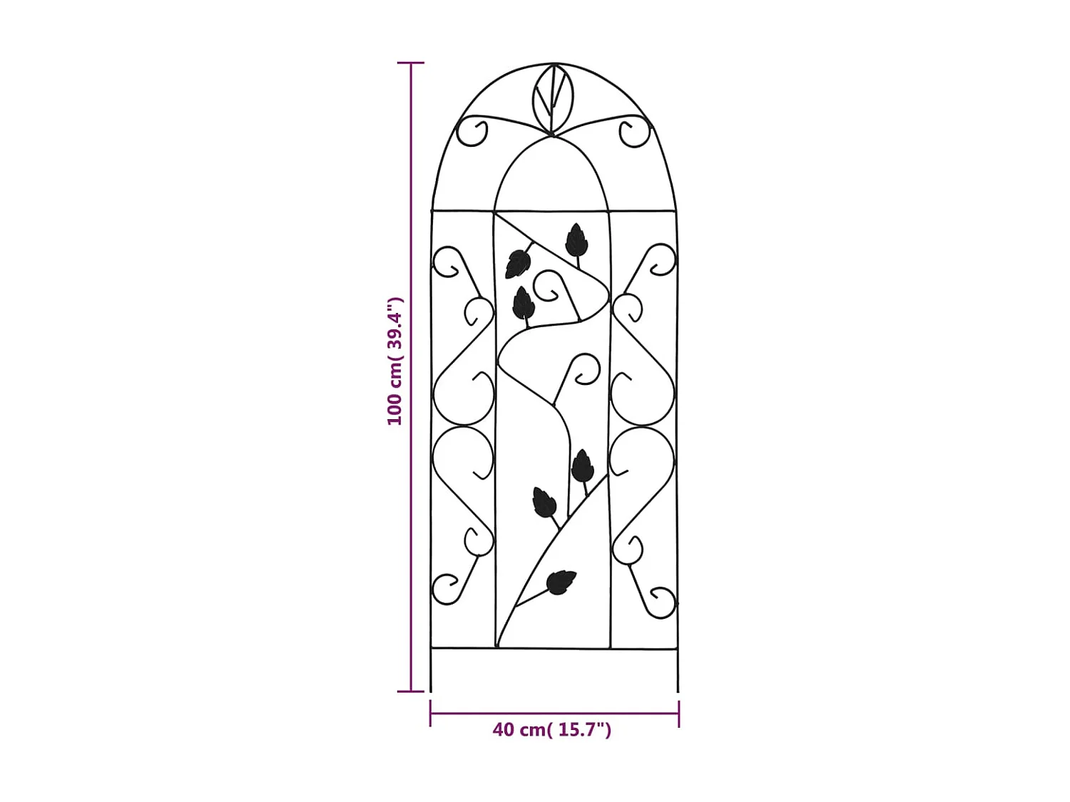 Supporti per piante rampicanti 3 pz Nero 40x100 cm Ferro