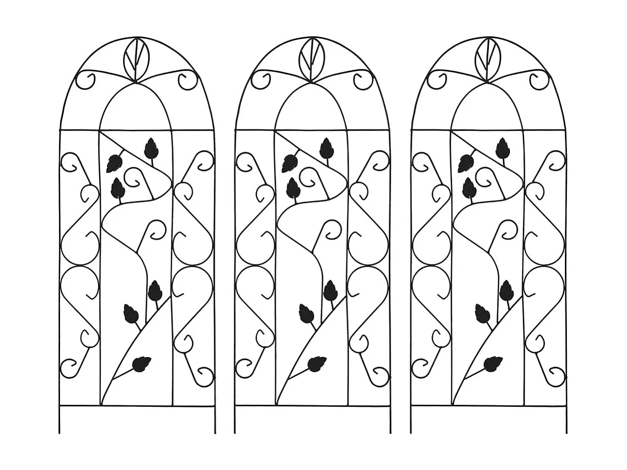 Soportes para plantas trepadoras 3 uds Negro 40x100 cm Hierro