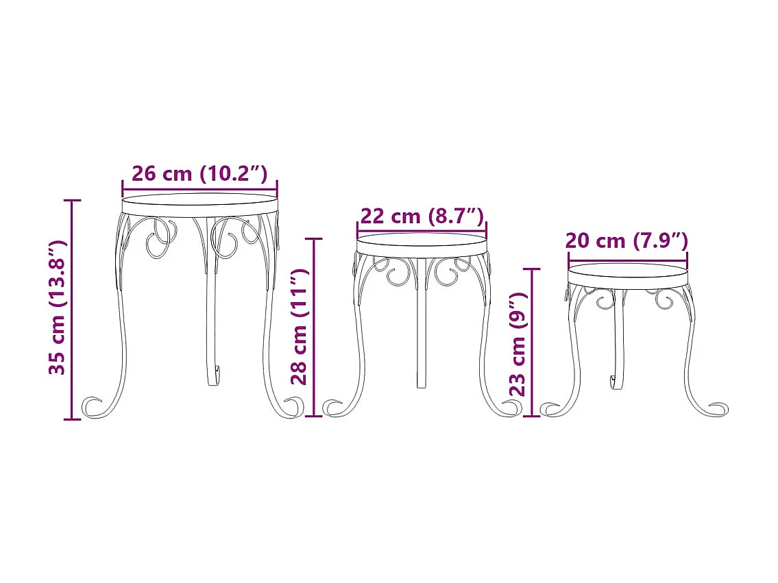 Supports de plantes 3 pcs terre cuite céramique