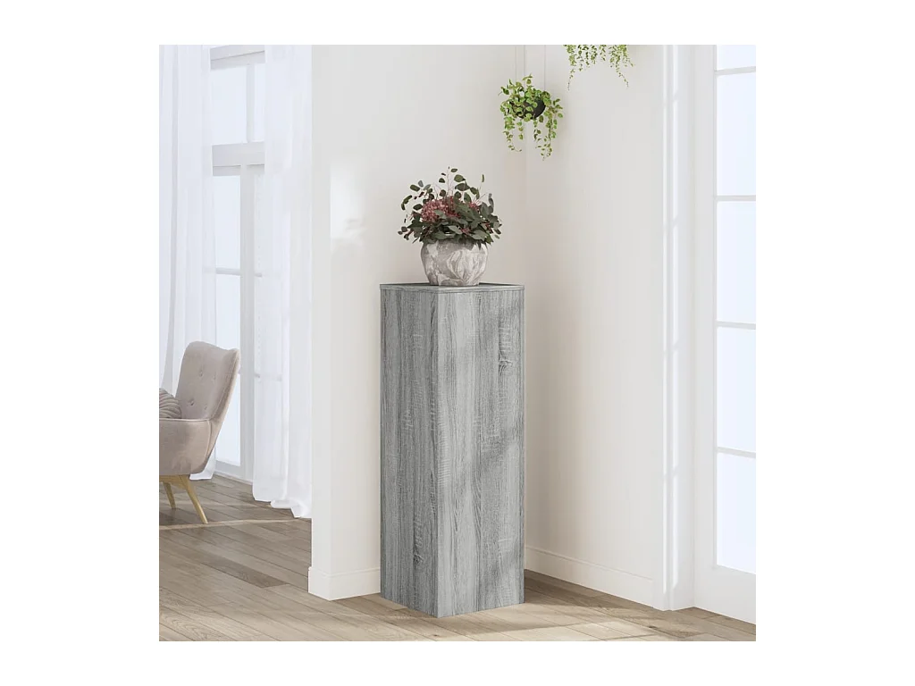 Support pour plantes sonoma gris 33x33x100 cm bois d'ingénierie