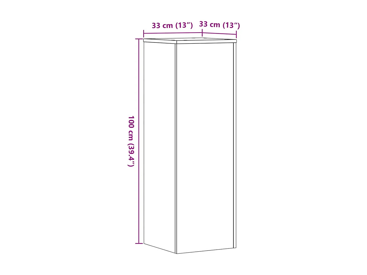 Support pour plantes sonoma gris 33x33x100 cm bois d'ingénierie