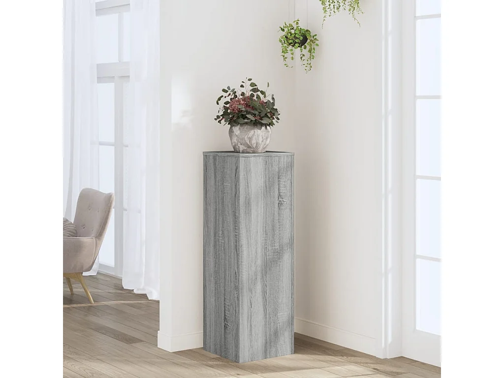 Support pour plantes sonoma gris 33x33x100 cm bois d'ingénierie