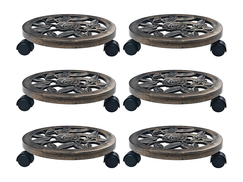 Carrelli portavasi 6 pezzi Bronzo 30 cm Plastica
