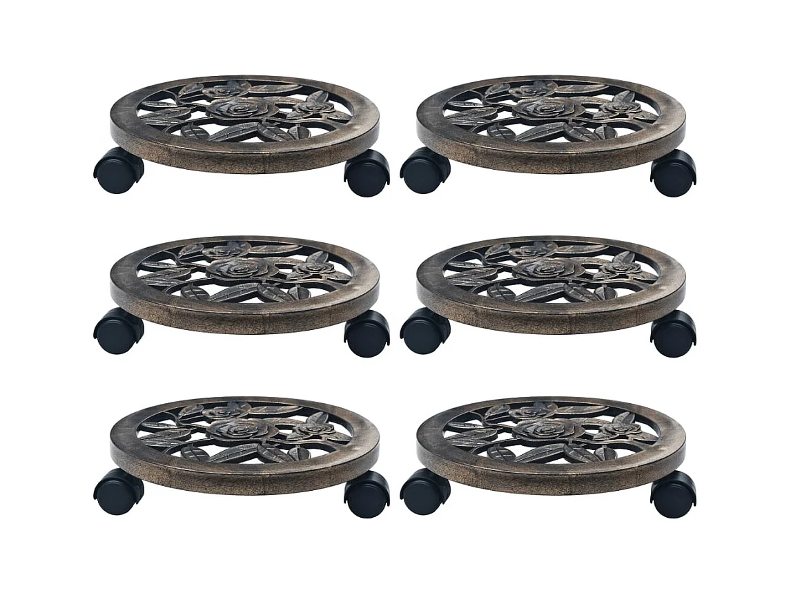 Chariots pour plantes 6 pcs Bronze 30 cm Plastique