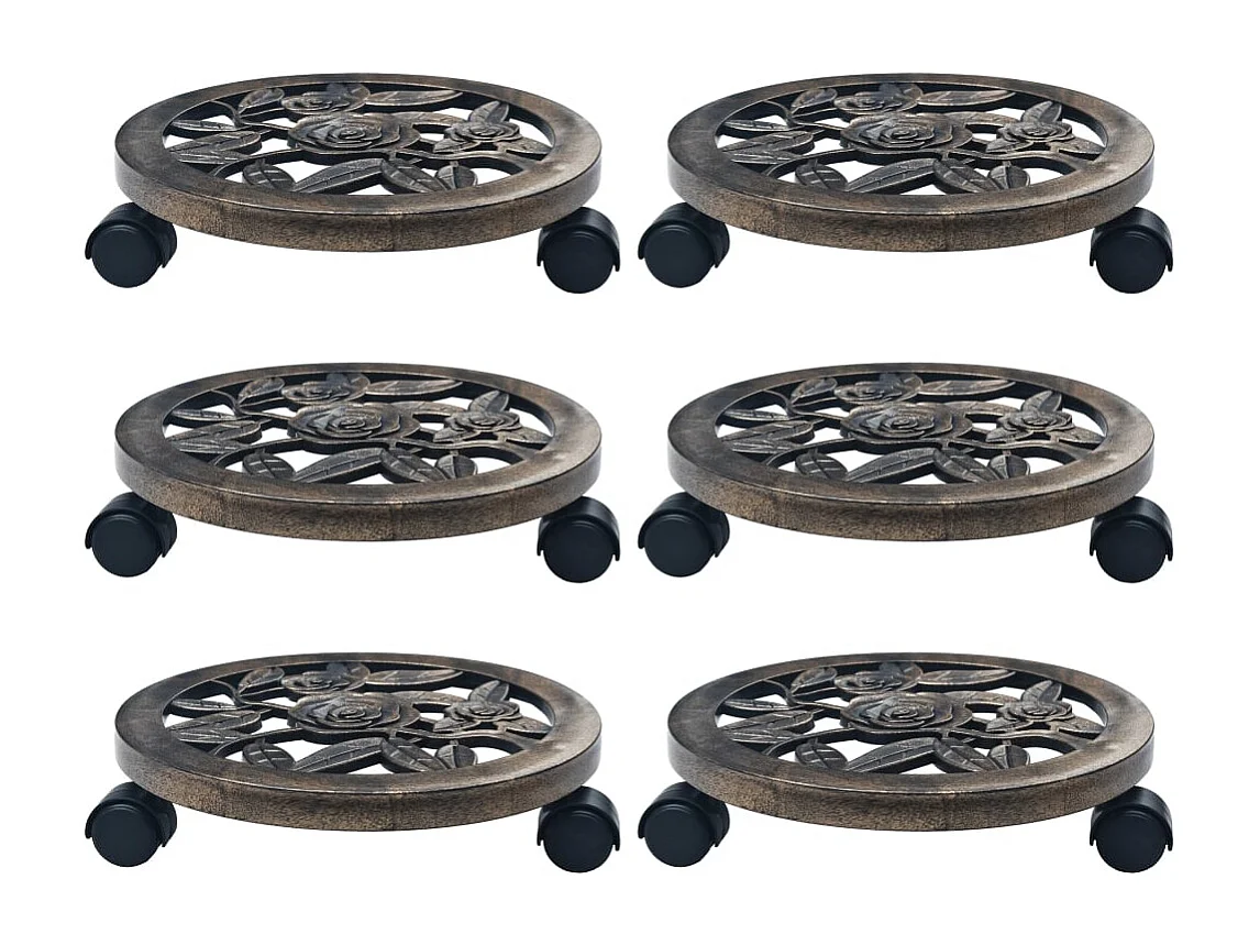 Chariots pour plantes 6 pcs Bronze 30 cm Plastique