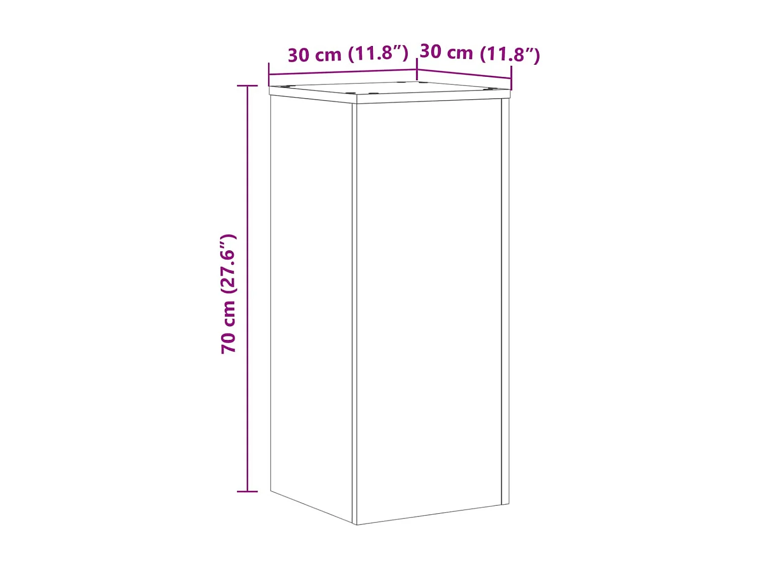 Plantenstandaards 2 stuks wit 30x30x70 cm bewerkt hout