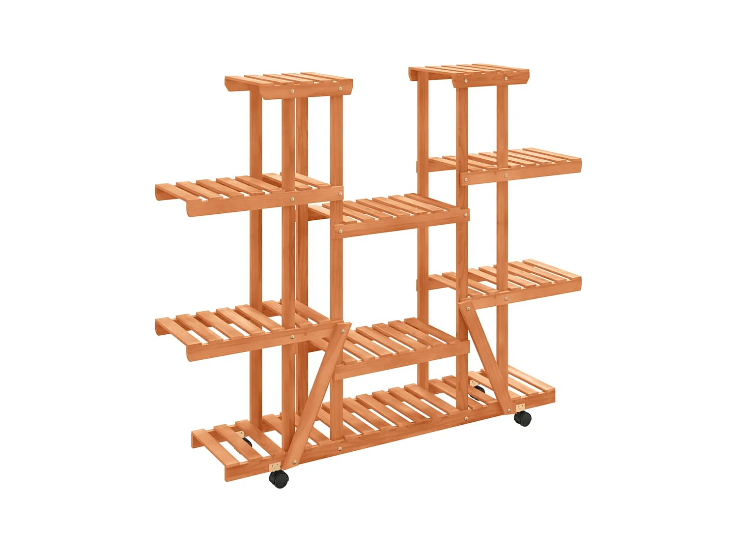 Soporte para flores con ruedas 110x25x115 cm madera maciza de abeto