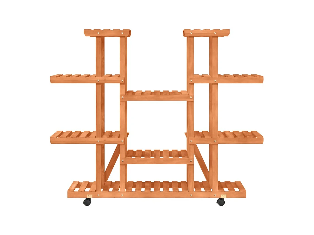 Soporte para flores con ruedas 110x25x115 cm madera maciza de abeto