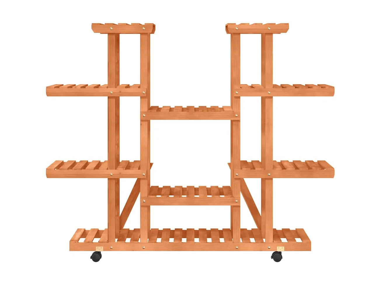 Soporte para flores con ruedas 110x25x115 cm madera maciza de abeto