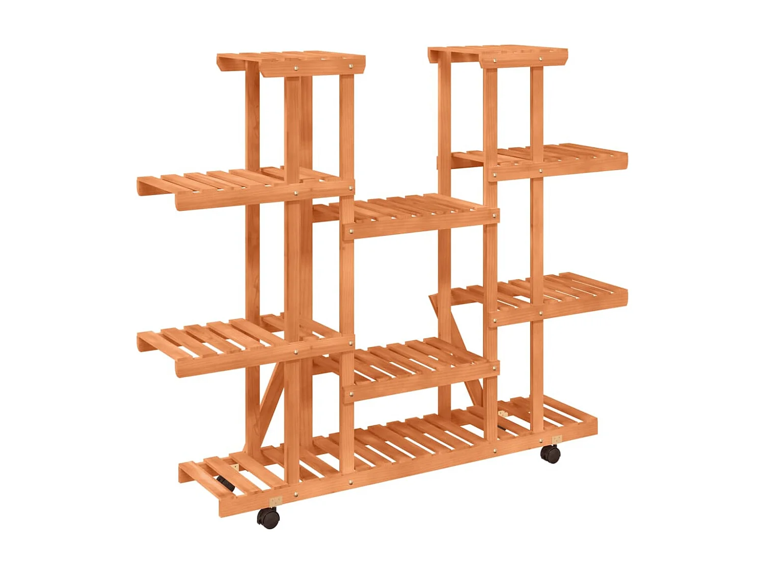 Soporte para flores con ruedas 110x25x115 cm madera maciza de abeto