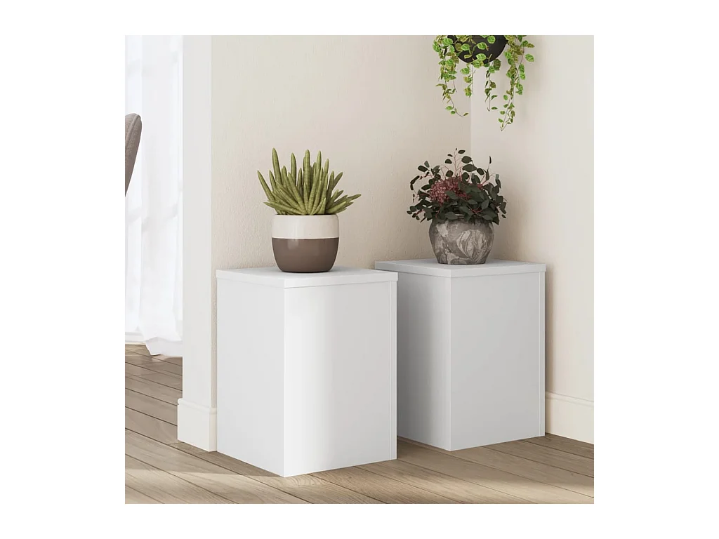 Supports pour plantes 2 pcs blanc 25x25x35 cm bois d'ingénierie