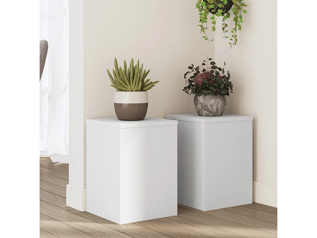 Supports pour plantes 2 pcs blanc 25x25x35 cm bois d'ingénierie
