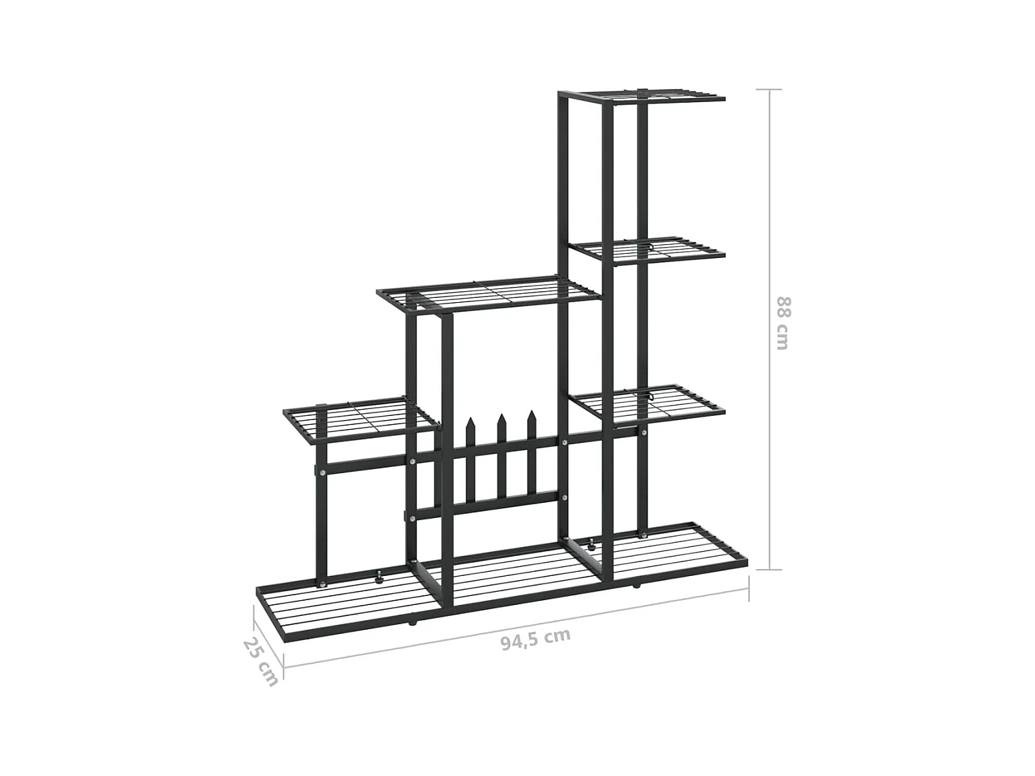 Soporte para plantas 94,5x25x88 cm Metal negro