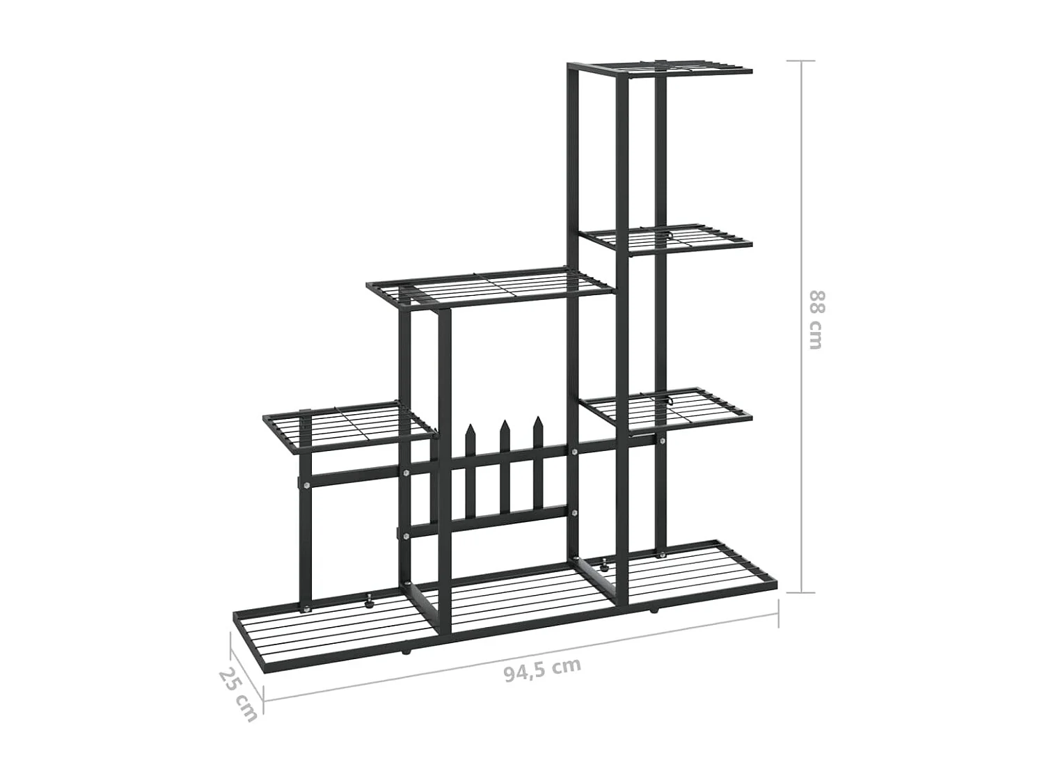 Support pour plantes 94,5x25x88 cm Noir Métal