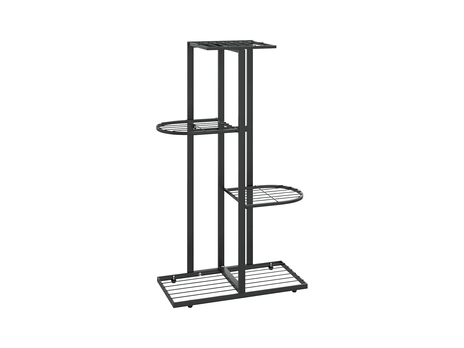 Supporto per piante a 4 ripiani 43x22x76 cm Metallo nero