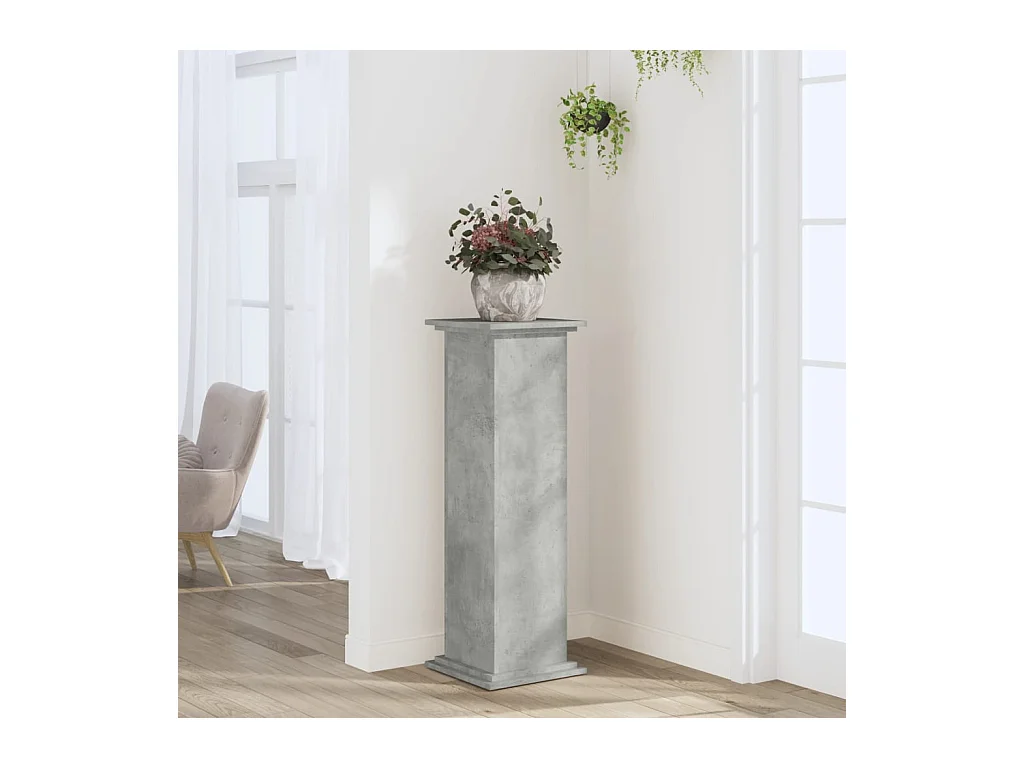 Support pour plantes gris béton 33x33x100 cm bois d'ingénierie