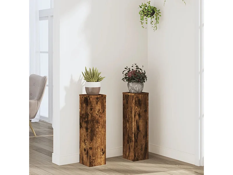 Plantenstandaards 2 stuks gerookt eikenhout