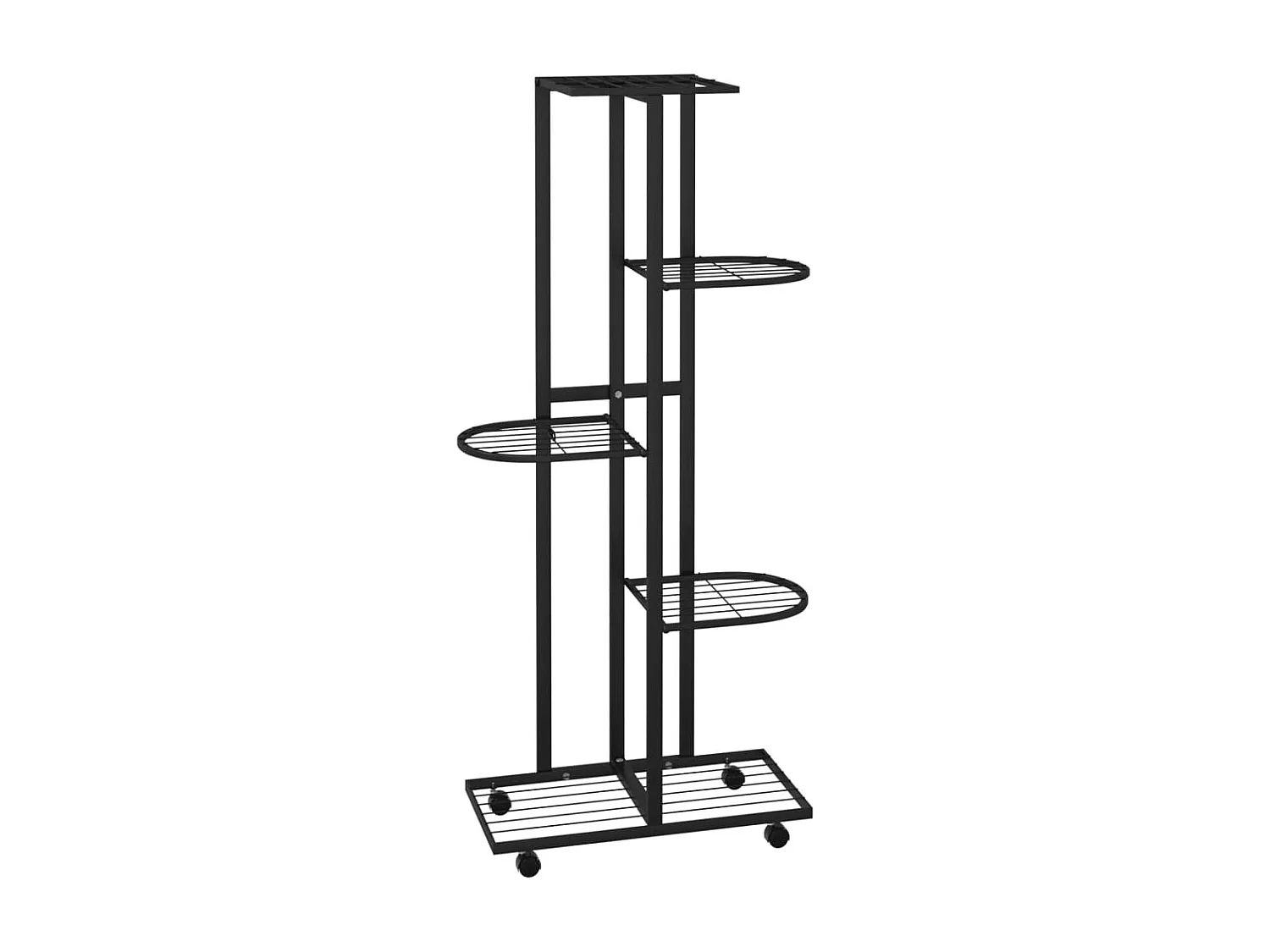 Jardinera de 5 niveles con ruedas 44x23x100 cm Hierro Negro
