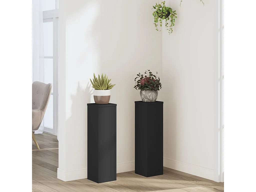 Supporti per piante 2 pezzi neri 17x17x60 cm in legno ingegnerizzato