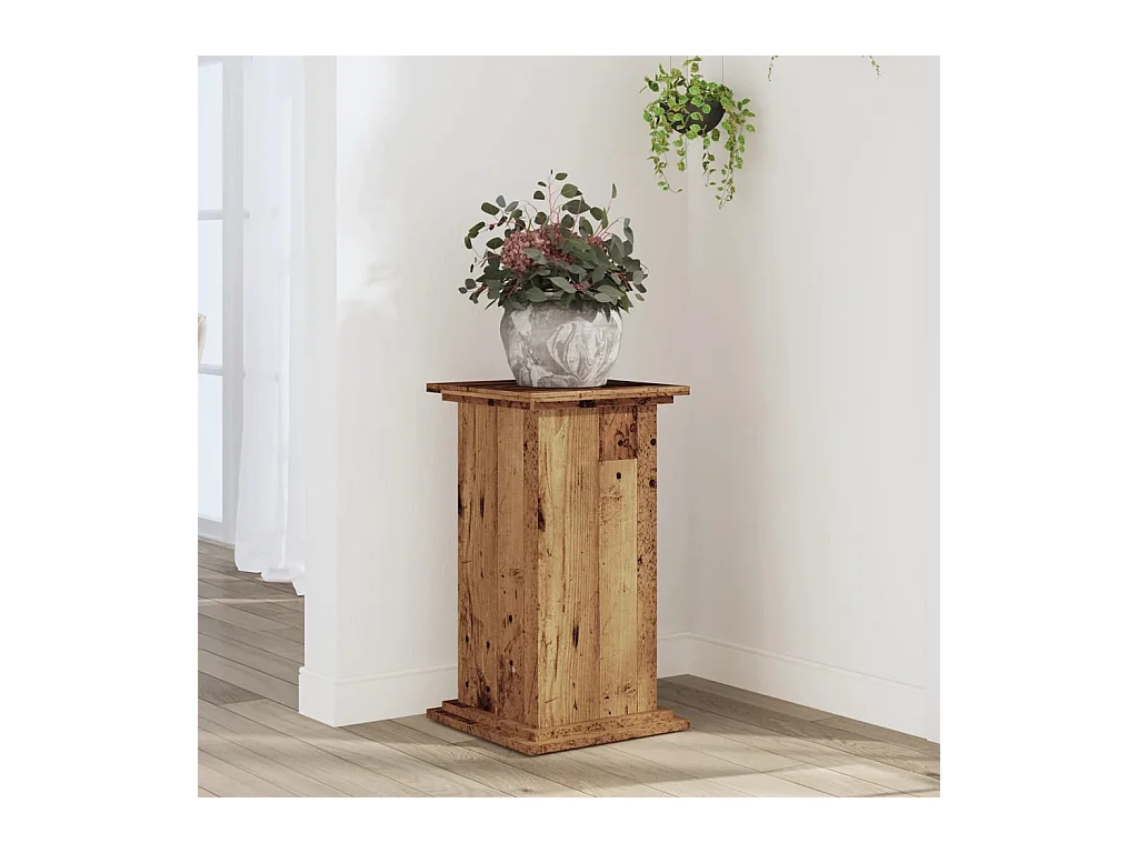 Support pour plantes vieux bois 33x33x60 cm bois d'ingénierie