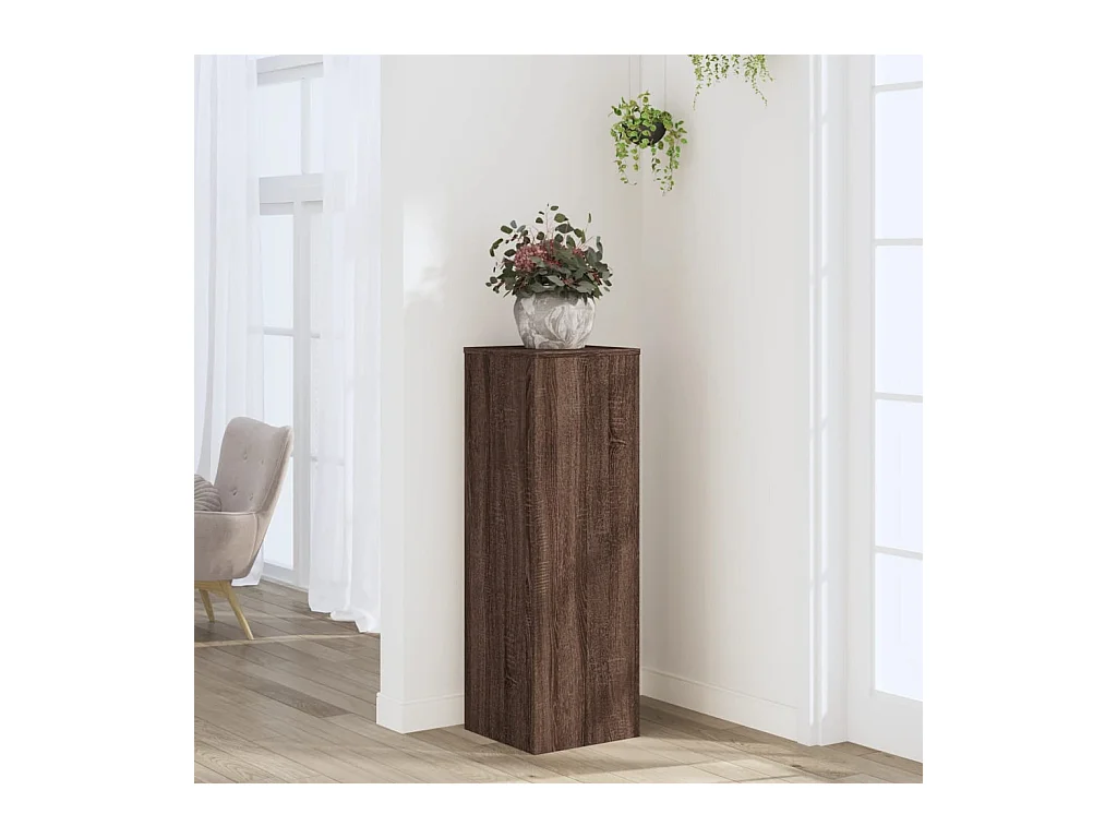 Support pour plantes chêne brun 33x33x100 cm bois d'ingénierie