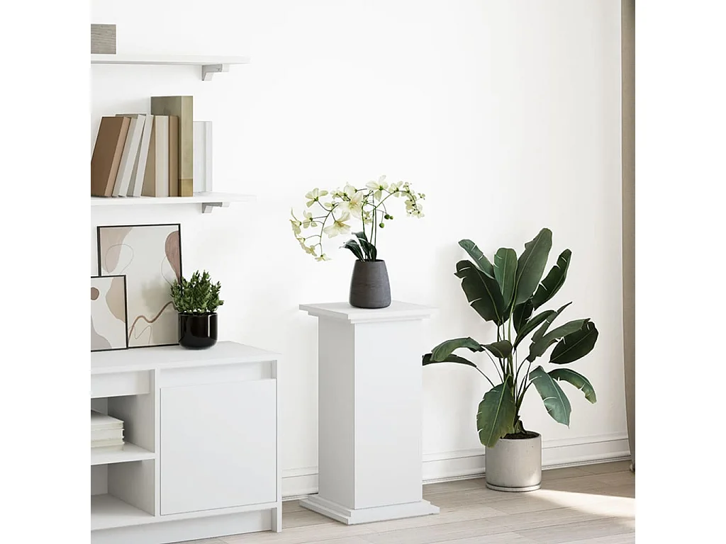 Piédestal avec rangement blanc 31x30x60 cm bois d'ingénierie