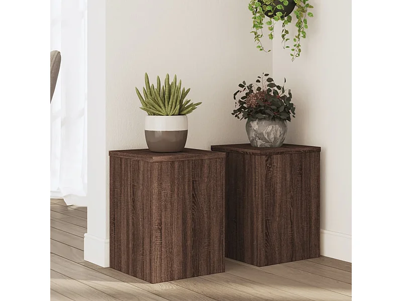 Supports pour plantes 2 pcs chêne marron bois d'ingénierie