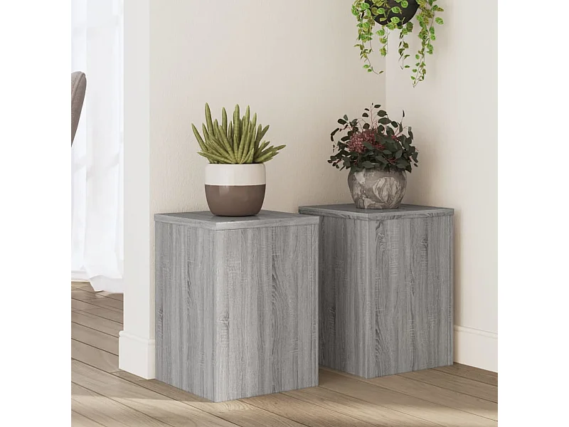 Soportes para plantas de 2 piezas, madera de ingeniería gris Sonoma