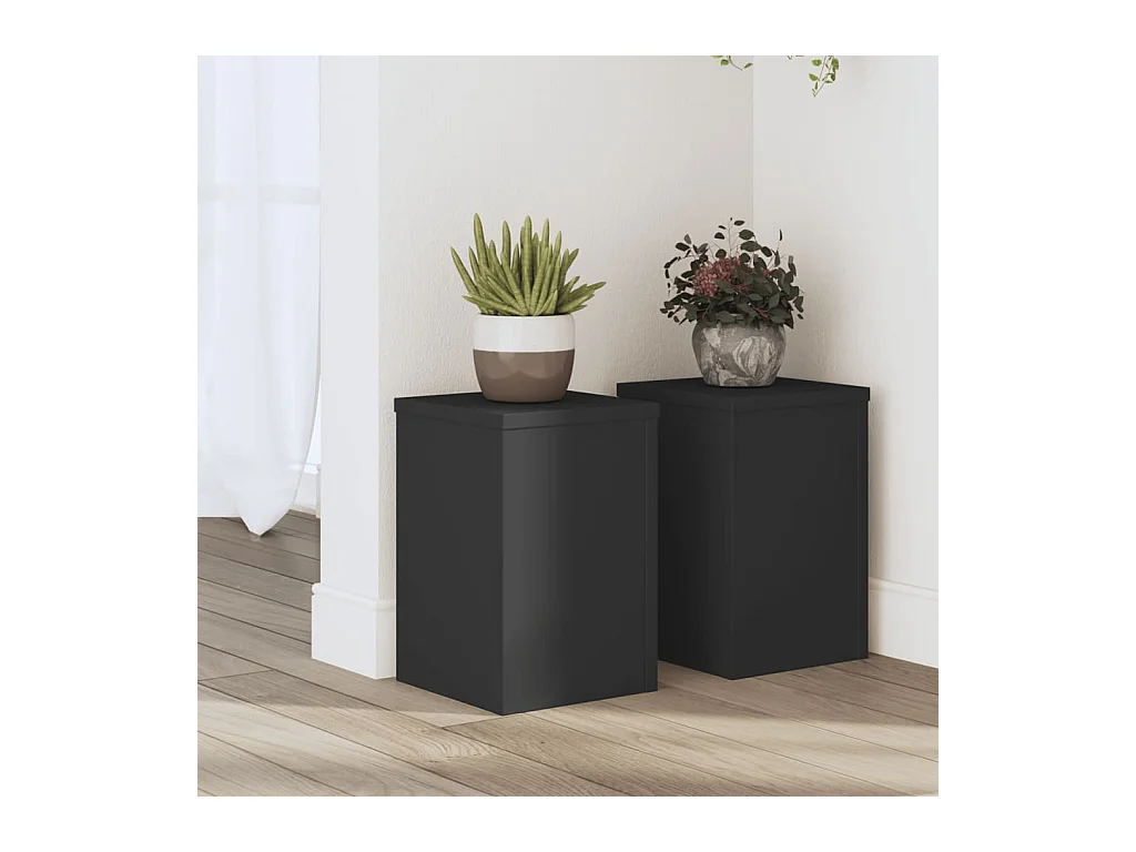 Plantenstandaards 2 stuks zwart 20x20x30 cm bewerkt hout