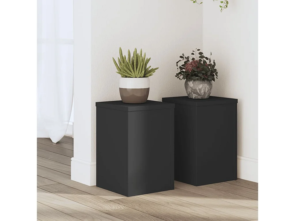 Plantenstandaards 2 stuks zwart 20x20x30 cm bewerkt hout