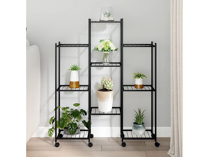 Jardinera con ruedas 83x25x103,5 cm Hierro Negro