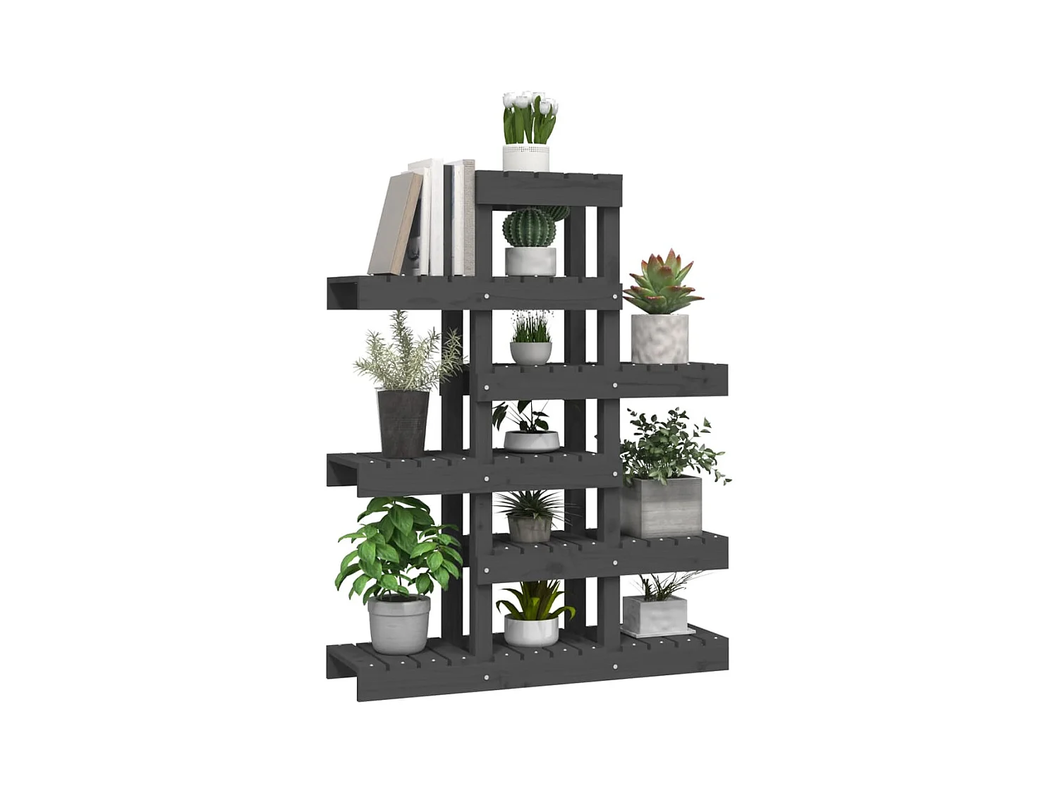 Support à plantes Gris 85x25x109,5 cm Bois massif de pin