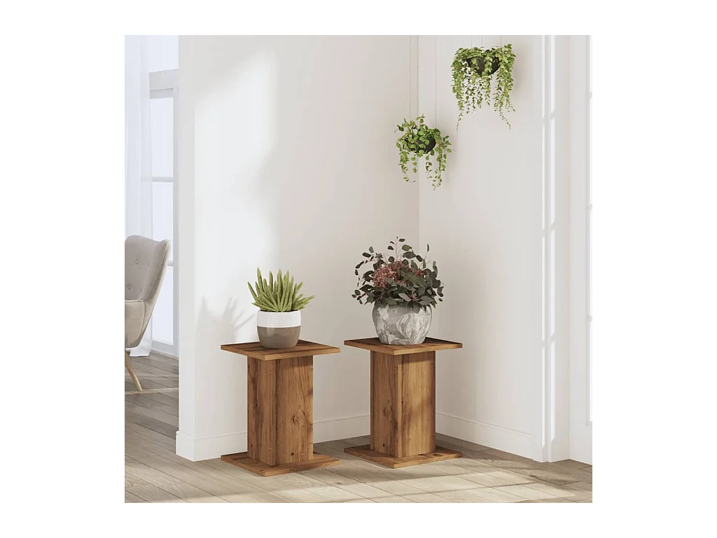 Supports pour plantes 2 pcs chêne artisanal bois d'ingénierie