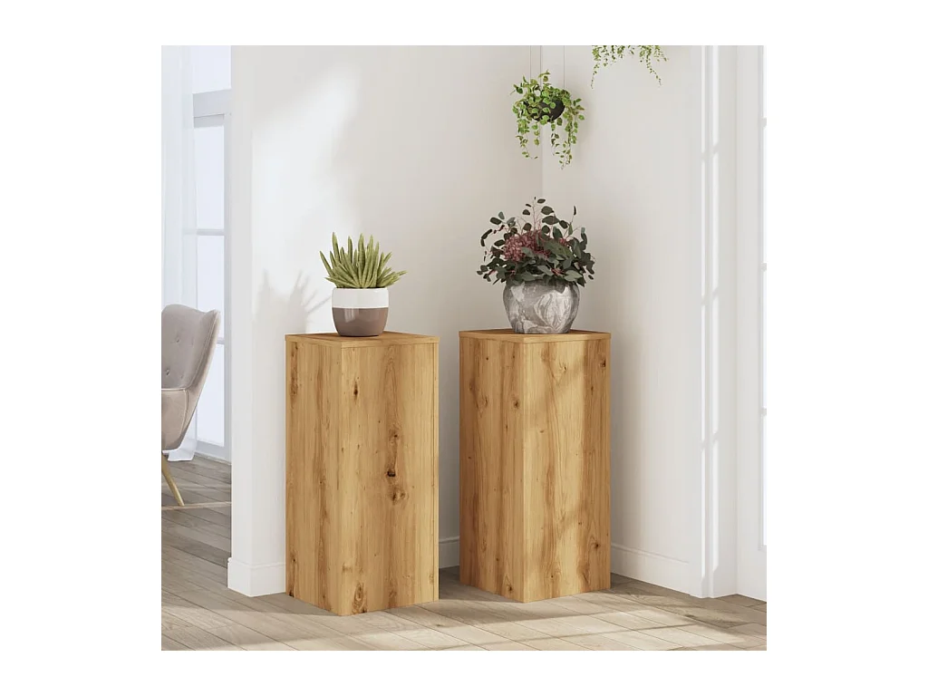 Portavasi 2 pezzi in legno di quercia lavorato