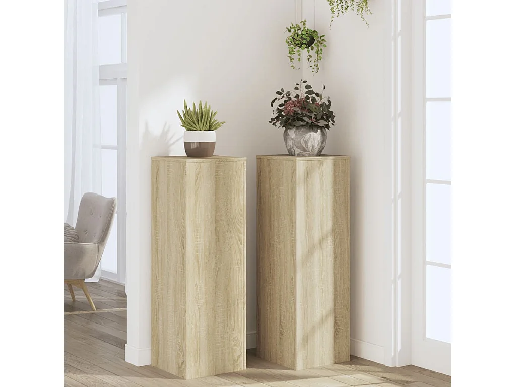 Supporti per piante 2 pezzi in legno ingegnerizzato di quercia Sonoma