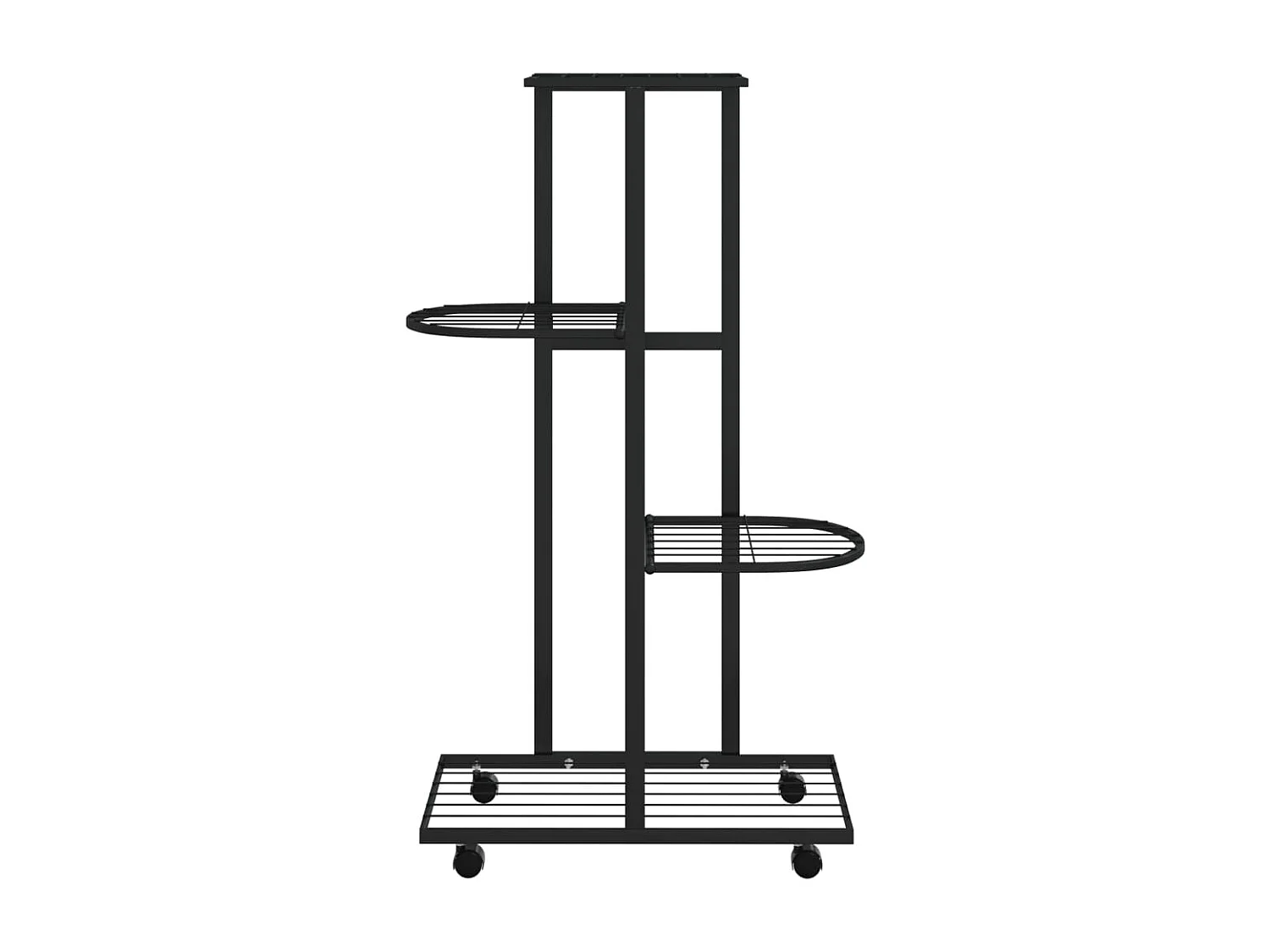 4-laags plantenbak met wielen 44x23x80 cm Zwart ijzer