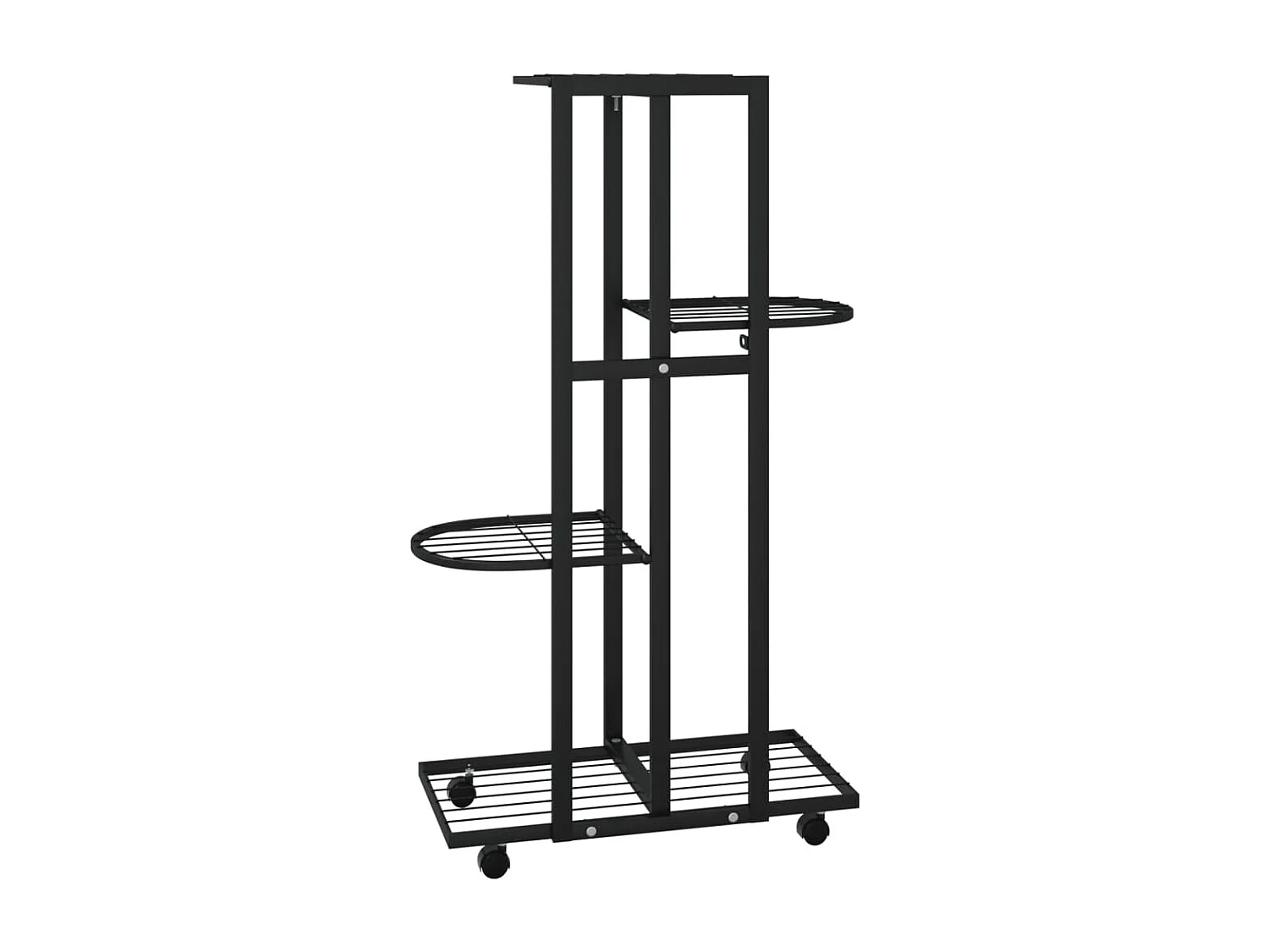 4-laags plantenbak met wielen 44x23x80 cm Zwart ijzer
