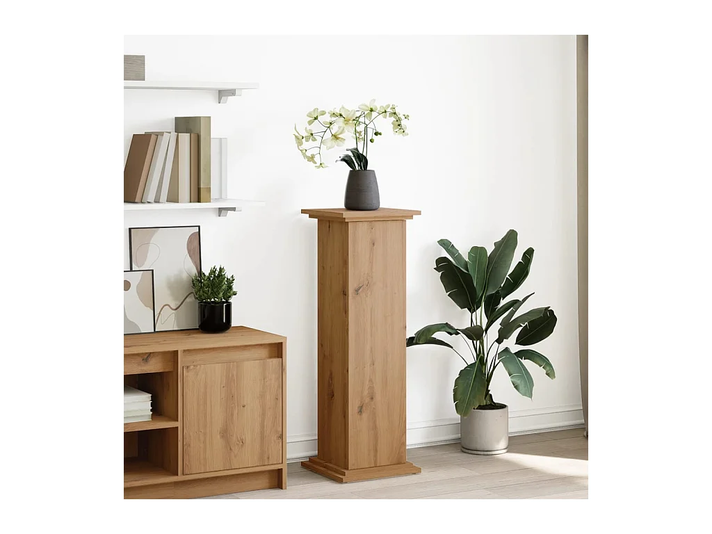 Piédestal avec rangement chêne artisanal bois d'ingénierie