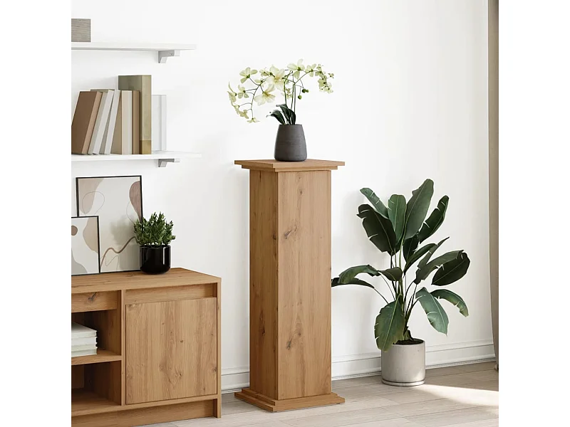 Piédestal avec rangement chêne artisanal bois d'ingénierie