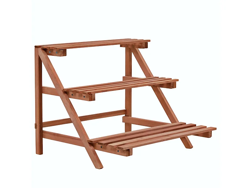 Soporte para plantas de 3 niveles de madera de cedro 48 x 45 x 40 cm