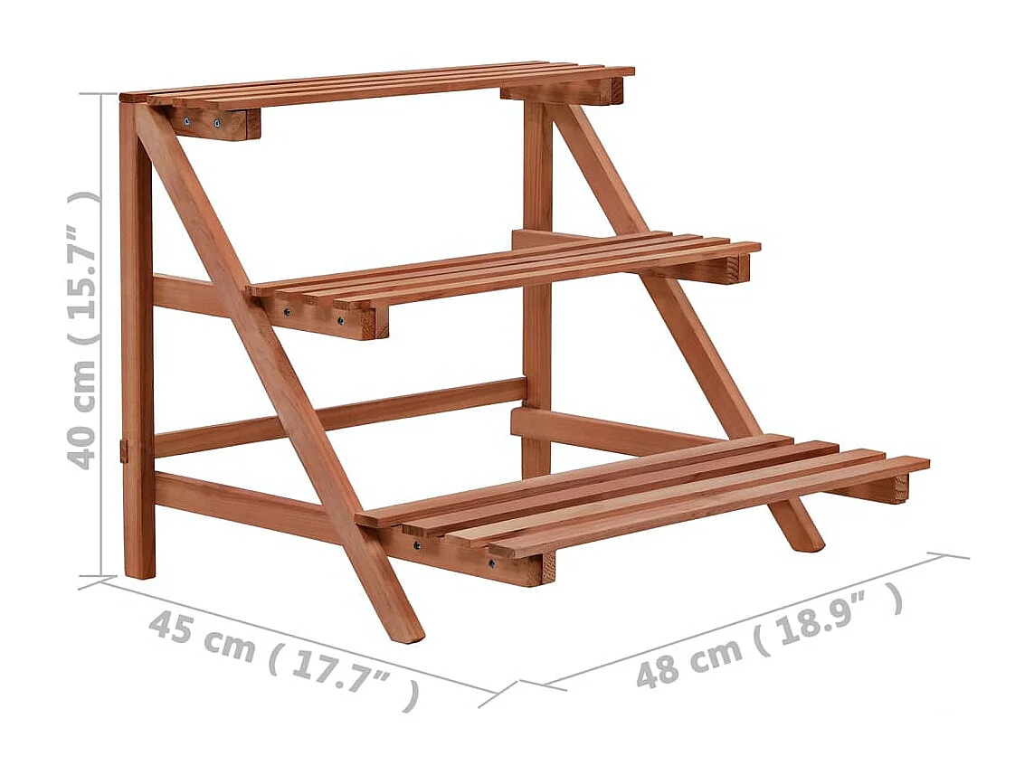 Support à 3 niveaux pour plantes Bois de cèdre 48 x 45 x 40 cm