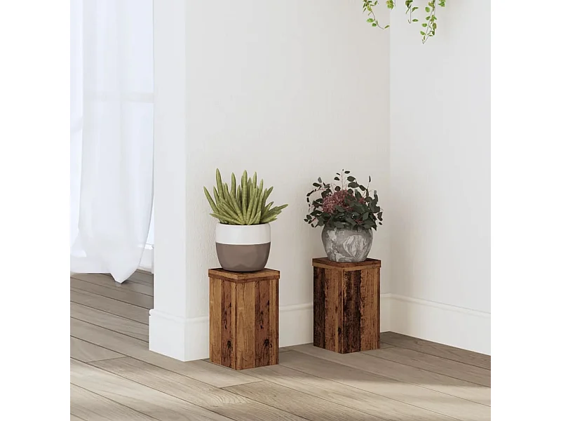 Plantenstandaards 2 stuks oud hout bewerkt hout