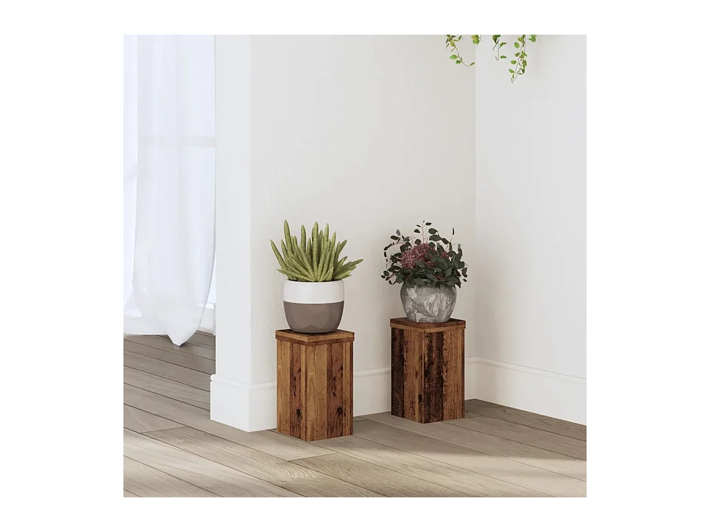 Plantenstandaards 2 stuks oud hout bewerkt hout