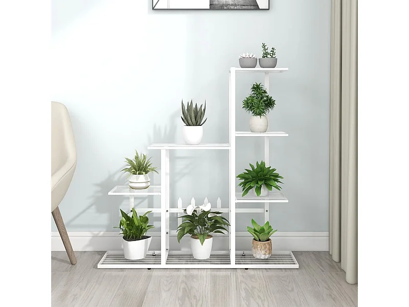 Soporte para plantas 94,5x25x88 cm Metal blanco