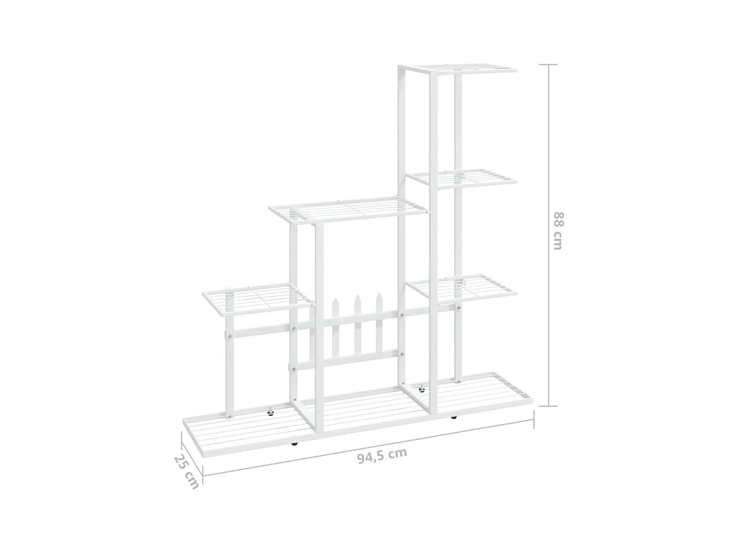 Soporte para plantas 94,5x25x88 cm Metal blanco