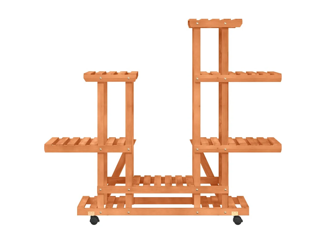 Soporte para flores con ruedas 95x25x101 cm madera maciza de abeto