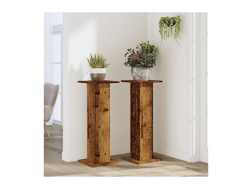 Plantenstandaards 2 stuks oud hout bewerkt hout