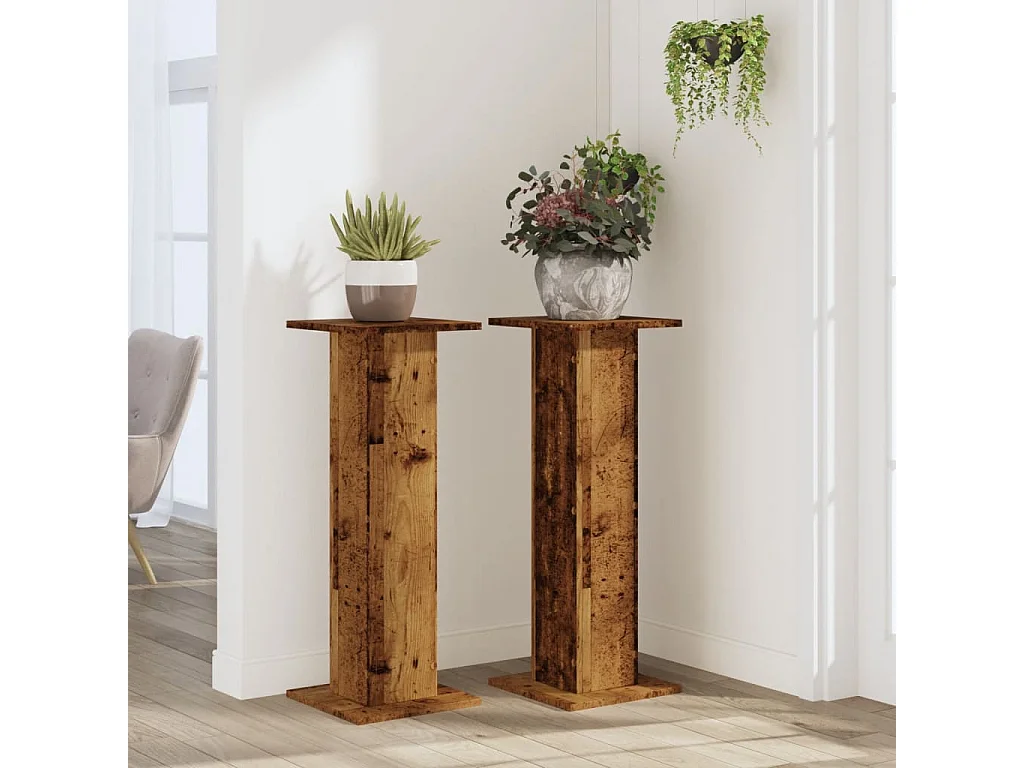 Supports pour plantes 2 pcs vieux bois bois d'ingénierie