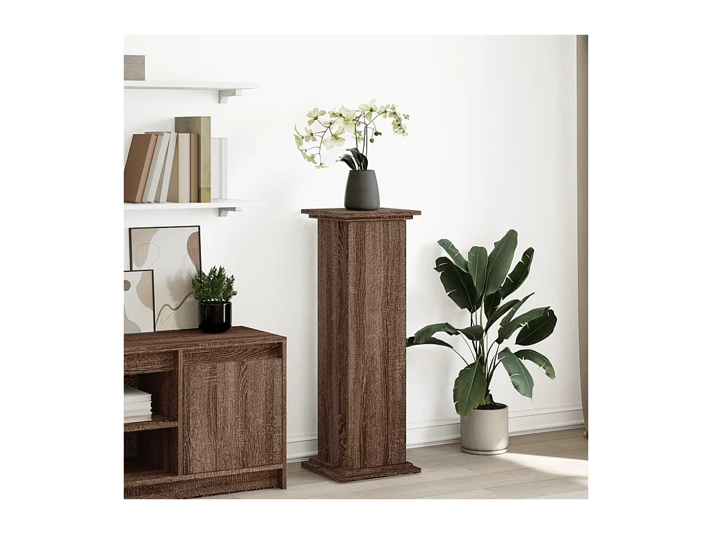 Piédestal avec rangement chêne marron bois d'ingénierie