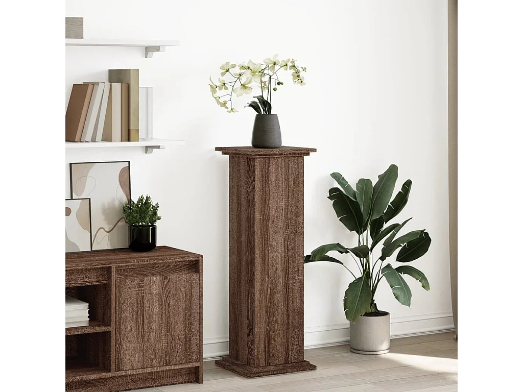 Piédestal avec rangement chêne marron bois d'ingénierie
